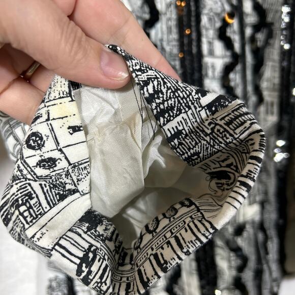 Howard Wolf Vintage Blazer 16 Black White City Scape Sequins Art to Wear Lined - Picture 4 of 16